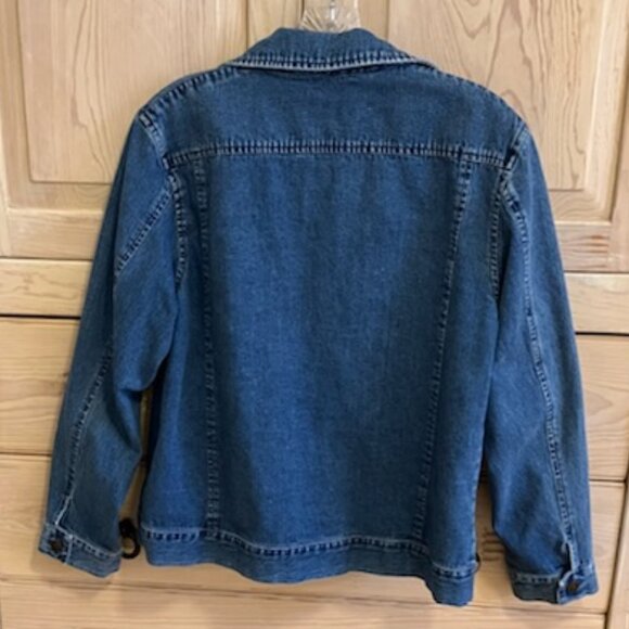 Vintage Denim Jean Jacket Bomber Jacket Boho Chic Classic Talbots - Picture 3 of 8